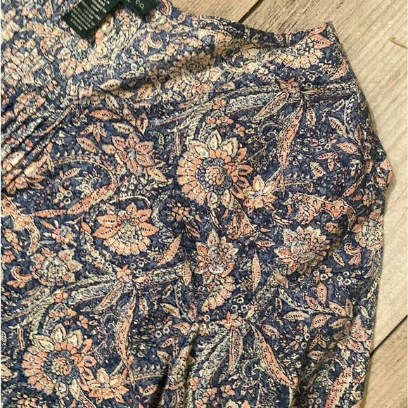 Lauren Ralph Lauren Womens Small Blouse Pleated Long Sleeve Blue Pink Floral - Picture 2 of 8